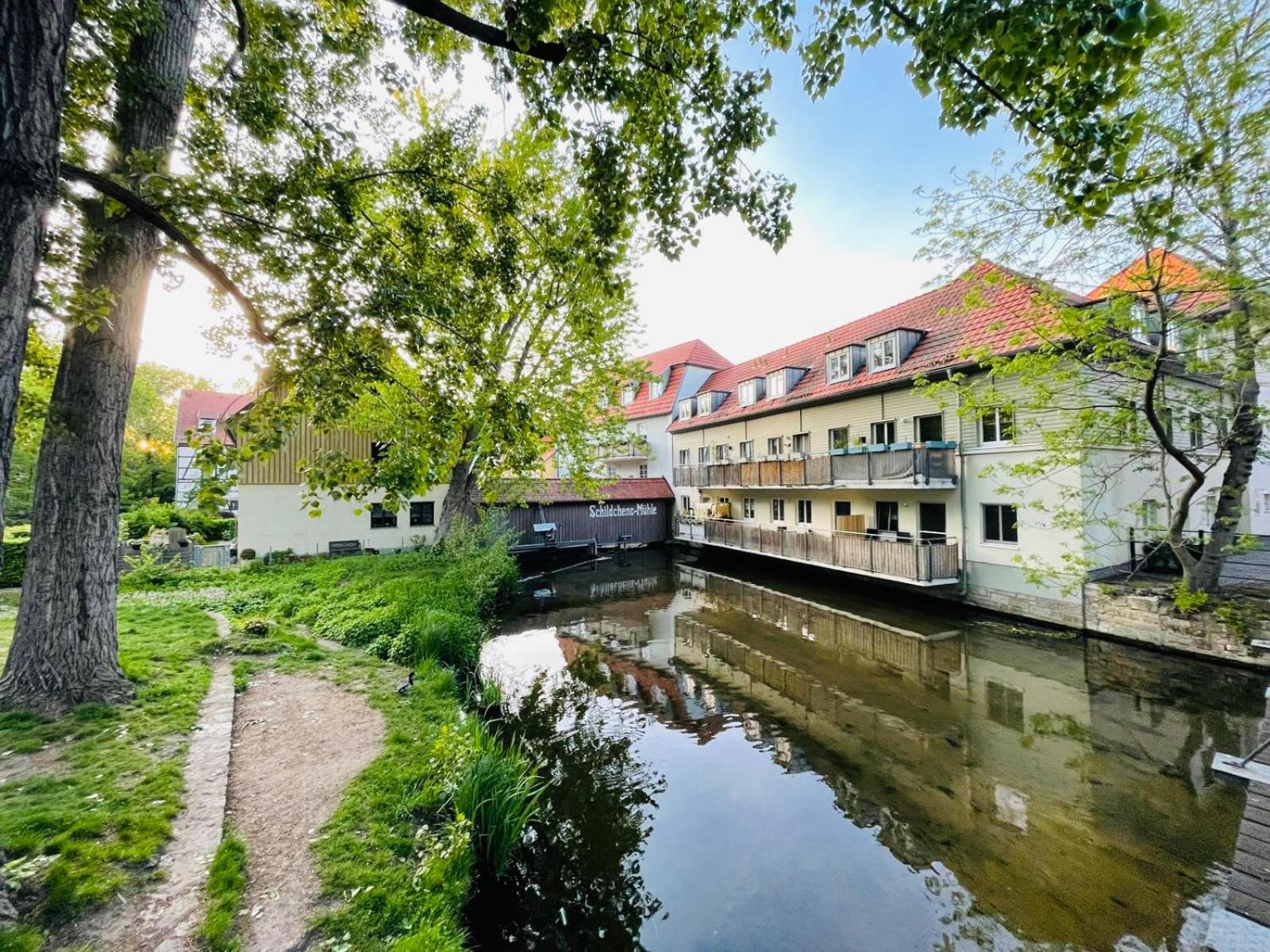 Ferienwohnung Schildblick Modernes Apartment Direkt In Der Altstadt Von Erfurt Nahe Der Kraemerbruecke - Beste Innenstadtlage Buitenkant foto